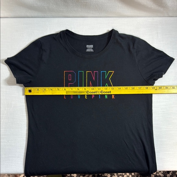 PINK Victoria's Secret Black Tee with Rainbow Graphic - Picture 5 of 6